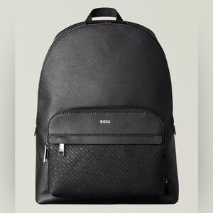 BOSS Zair Leather Monogram Backpack - NEW WITH TAGS